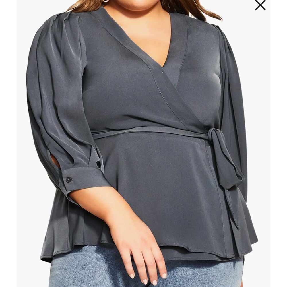 Elegant Gray Wrap Top